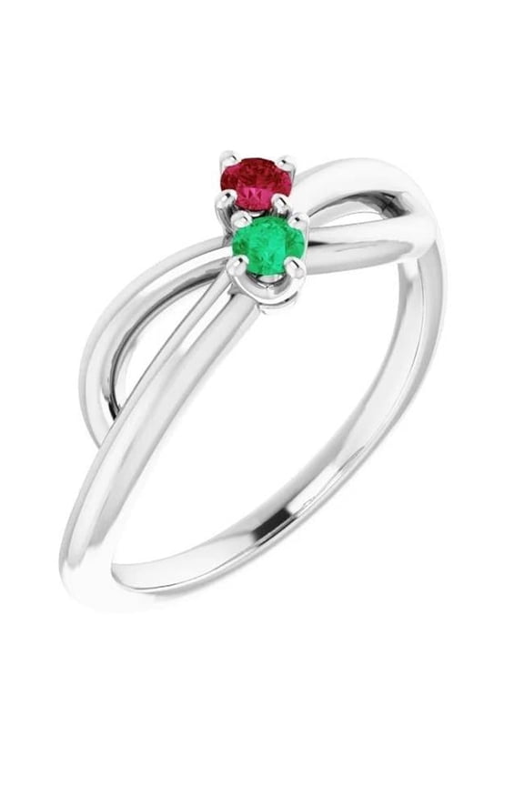Enterprises 61152 0.50 CT Ruby & Emerald Stone Promise 2 Stone Ring, Size 6.5