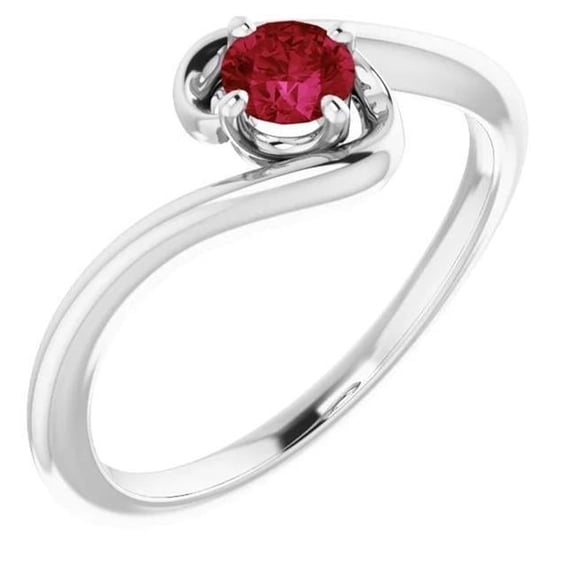 Harry Chad Enterprises 61158 1 CT Ruby Stone Solitaire Ring, 14K White Gold - Size 6.5