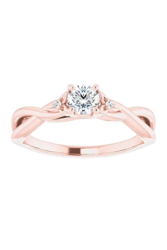 Enterprises 61169 1.40 CT Three Stone Diamond 14K Rose Gold Twisted Shank Ring, Size 6.5