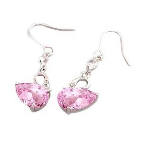 Harry Chad Enterprises 61591 Pink Kunzite & Diamond 16.50 CT Dangle Earrings, 14K White Gold