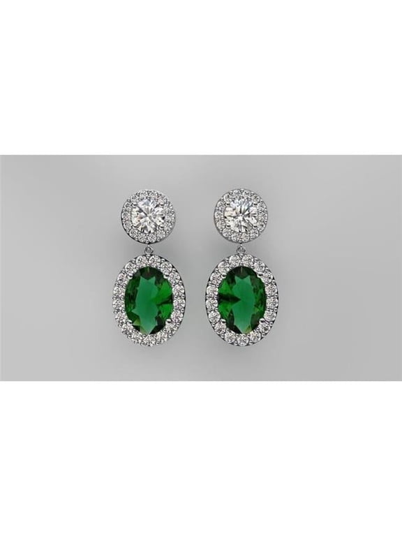 Enterprises 61594 Womens 10.62 CT Tourmaline with Diamonds Dangle Earrings, 14K Gold