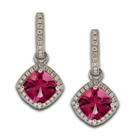 Harry Chad Enterprises 61597 Pink Tourmaline with Diamonds 9.50 CT Dangle Earrings