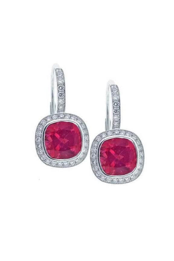 Enterprises 61598 12 CT Tourmaline with Diamonds Dangle Earrings, 14K White Gold