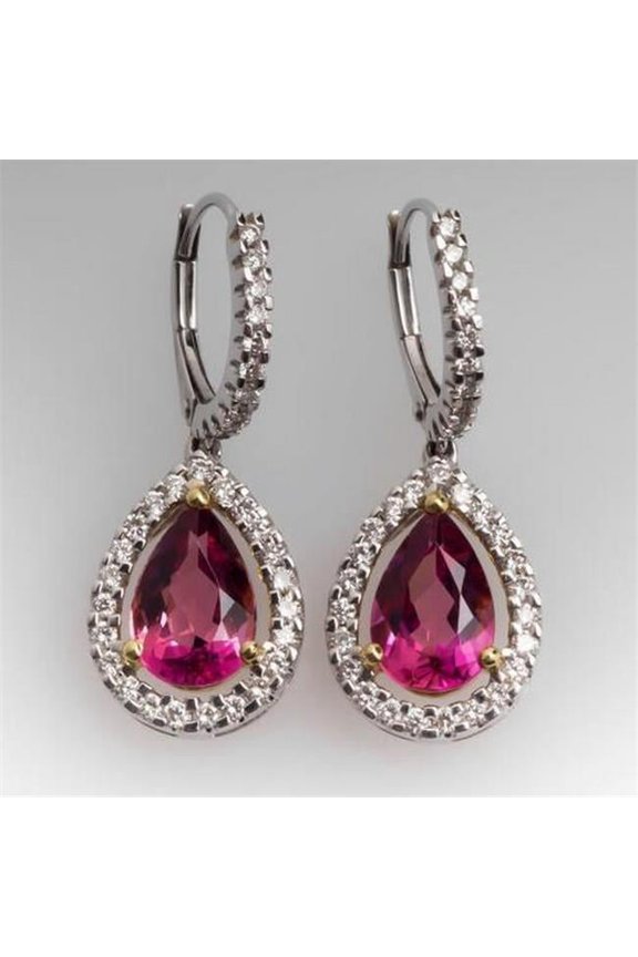 Enterprises 61599 Ladies 12.50 CT Tourmaline with Diamonds Dangle Earrings