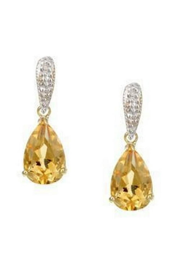 Enterprises 61631 Yellow Gold 42.50 CT Citrine & Diamonds Lady Dangle Earrings
