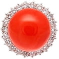 thumbnail image 1 of Harry Chad Enterprises 61933 15.25 CT Big Red Coral & Diamonds Engagement Ring, 14K White Gold - Size 6.5, 1 of 1
