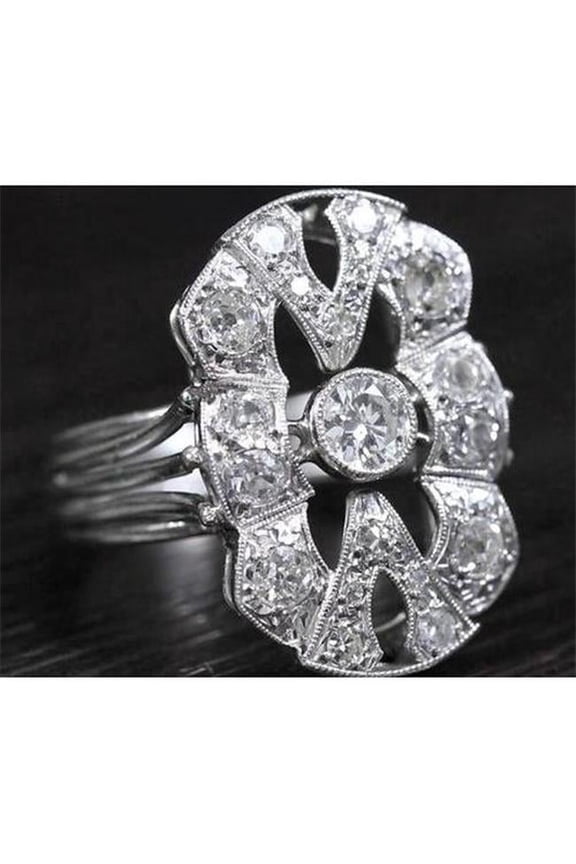 Enterprises 62094 2 CT Milgrain Diamond Vintage Style Ring, White Gold - Size 6.5