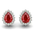 thumbnail image 1 of Harry Chad Enterprises 62115 Pear Cut Ruby & Round Diamond 7.50 CT Stud Halo Earrings, 1 of 1