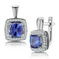 thumbnail image 1 of Harry Chad Enterprises 62194 4 CT Blue Tanzanite & Diamonds Ladies Hoop Earrings, White Gold, 1 of 1