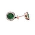 thumbnail image 1 of Harry Chad Enterprises 62206 14K Rose Gold Round 4.50 CT Emerald with Diamonds Stud Earrings, 1 of 1