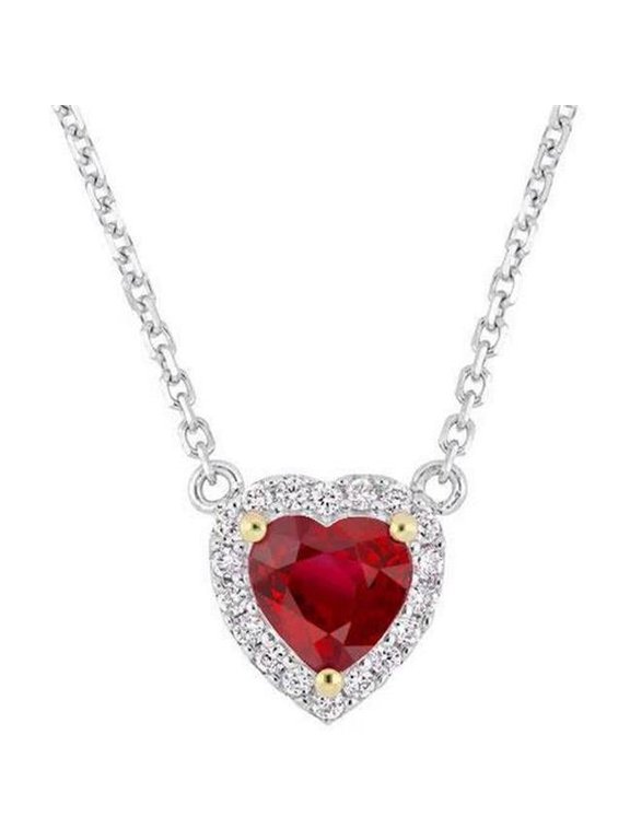 Enterprises 62306 Two Tone Gold 14K 5.65 CT Ruby & Diamonds Pendant Necklace