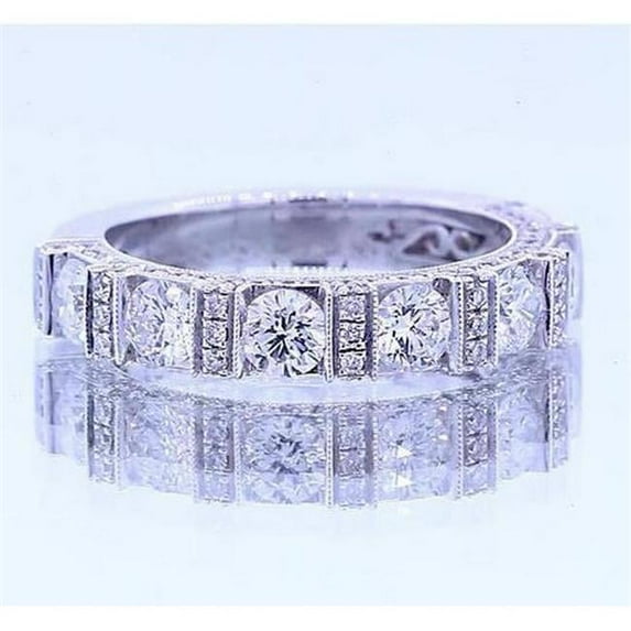 Harry Chad Enterprises 62377 1.65 CT Round Diamond Vintage Look Anniversary Band, 14K White Gold - Size 6.5
