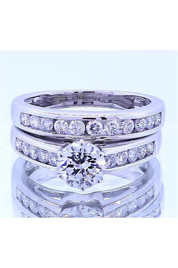 Enterprises 62380 2.51 CT Round Diamond Engagement Ring Set, 14K White Gold - Size 6.5