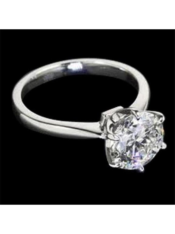 Enterprises 62534 Round 1.25 CT Diamond Prong Setting Solitaire Ring, 14K White Gold - Size 6.5