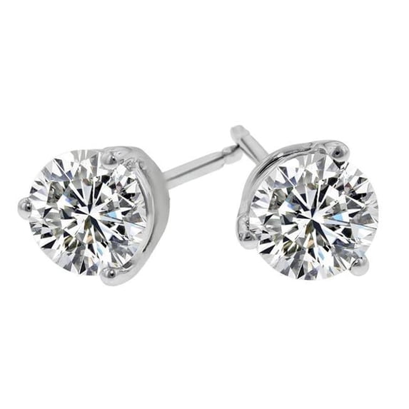 Harry Chad Enterprises 62611 2 CT Round Cut Diamond Gold Sparkling Womens Stud Earring