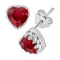thumbnail image 1 of Harry Chad Enterprises 62953 5.40 CT Heart Cut Red Ruby with Diamond Stud Earring, 14K White Gold, 1 of 1