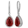 thumbnail image 1 of Harry Chad Enterprises 62962 8 CT Red Pear Cut Ruby with Diamond Dangle Womens Gold Earring, 1 of 1