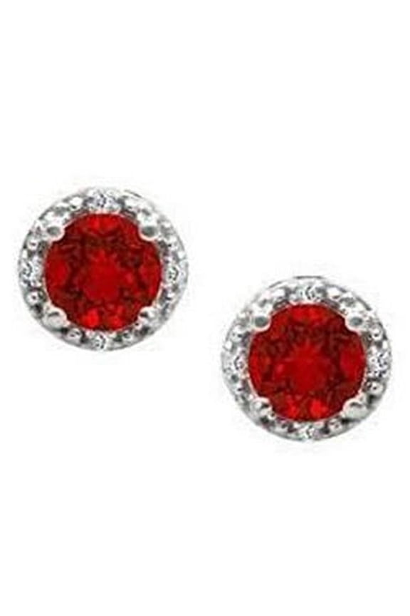 Enterprises 62976 4.50 CT Round Cut Red Ruby Diamond Womens Stud Earrings