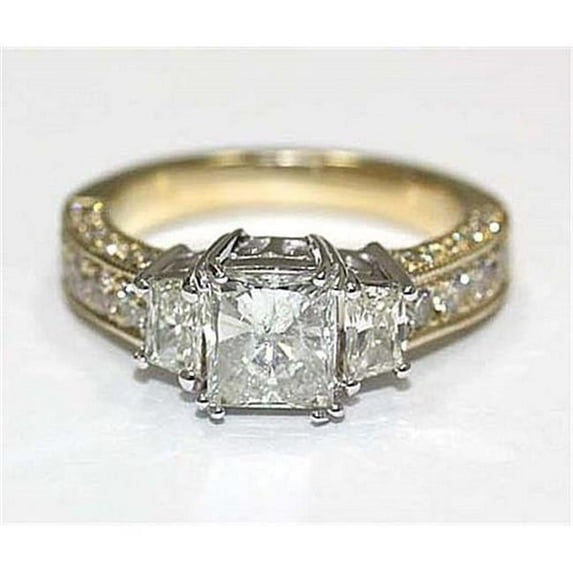 Harry Chad Enterprises 6303 Three Stone 2.75 CT Vintage Style Diamond Ring, 14K Yellow Gold - Size 6.5