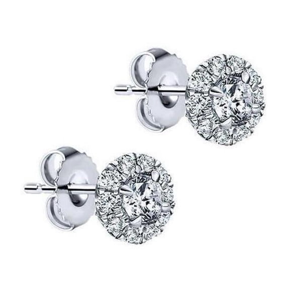 Harry Chad Enterprises 63175 Sparkling 2.50 CT Diamond Lady Stud Halo Earring, White Gold