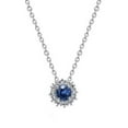 thumbnail image 1 of Harry Chad Enterprises 63960 2 CT Round Sapphire & Diamond Womens Necklace Pendant, White Gold, 1 of 1