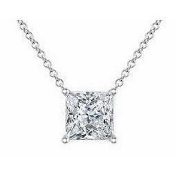 Harry Chad Enterprises 64354 1 CT Princess Cut Solitaire Diamond Necklace Pendant