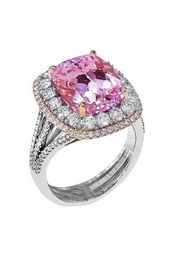 Enterprises 64523 9.50 CT Kunzite & Diamonds Ring, 14K Gold - Size 6.5