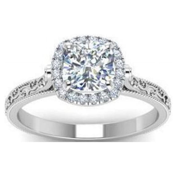 Harry Chad Enterprises 64547 2.45 CT Diamond Antique Style Halo Ring, 14K White Gold - Size 6.5