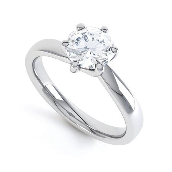 Harry Chad Enterprises 64661 Six Prong Set 1.60 CT Solitaire Round Diamond Wedding Ring, White Gold - Size 6.5