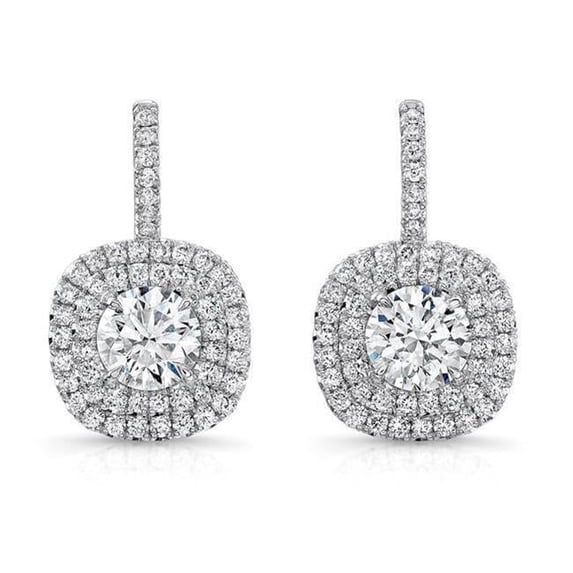 Harry Chad Enterprises 64973 Ladies Dangle 3.70 CT Round Cut Diamonds Earrings, White Gold