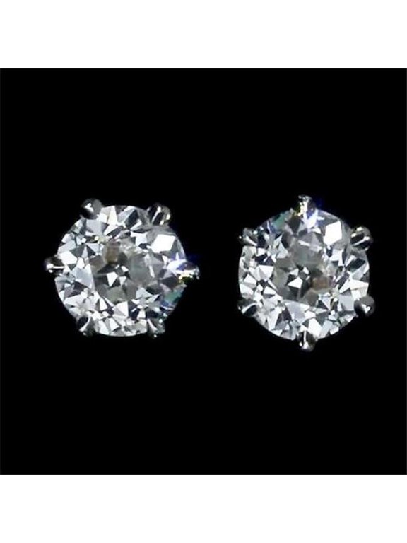 Enterprises 65349 1 CT Old Miner Stud Earrings, 14K White Gold