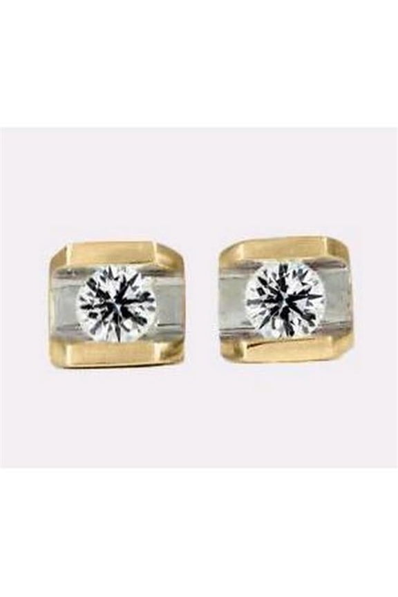 Enterprises 65656 1 CT Yellow Gold Round Diamond Channel Set Stud Earrings