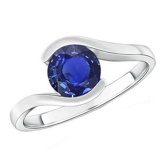 Harry Chad Enterprises 65952 2 CT Ceylon Sapphire Tension Style Gold Solitaire Ring, Size 6.5