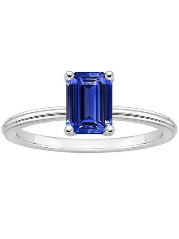 Enterprises 66124 3 CT Emerald Ceylon Sapphire Gemstone Prong Setting Solitaire Ring, Size 6.5