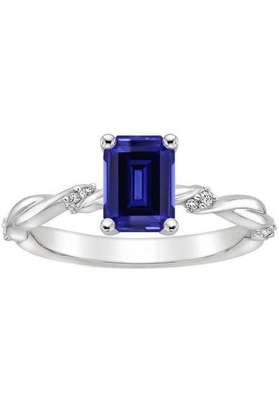 Enterprises 66247 3.50 CT Solitaire Ring with Accents Blue Sapphire & Diamond, Size 6.5
