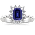 thumbnail image 1 of Harry Chad Enterprises 66327 4.50 CT Flower Style Emerald Ceylon Sapphire & Diamond Halo Ring, Size 6.5, 1 of 1