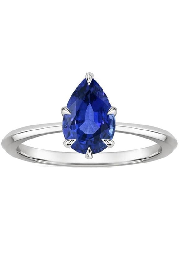 Enterprises 66525 2 CT Prong Setting Pear Ceylon Sapphire Solitaire Ring, Size 6.5