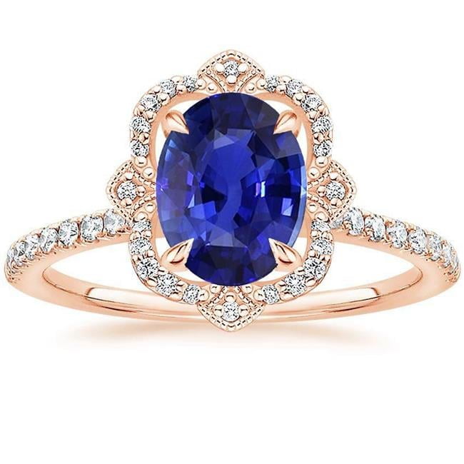Harry Chad Enterprises 66564 3.25 CT Rose Gold Oval Sri Lankan Sapphire ...