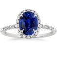 thumbnail image 1 of Harry Chad Enterprises 66569 3.25 CT Womens Oval Blue Sapphire & Diamond Accents Halo Ring, Size 6.5, 1 of 1