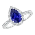 thumbnail image 1 of Harry Chad Enterprises 66601 4.50 CT Pear Ceylon Sapphire & Pave Set Diamonds Halo Ring, Size 6.5, 1 of 1