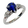 thumbnail image 1 of Harry Chad Enterprises 66605 2 CT 3 Stones Antique Style Pear Ceylon Sapphire & Diamonds Ring, Size 6.5, 1 of 1