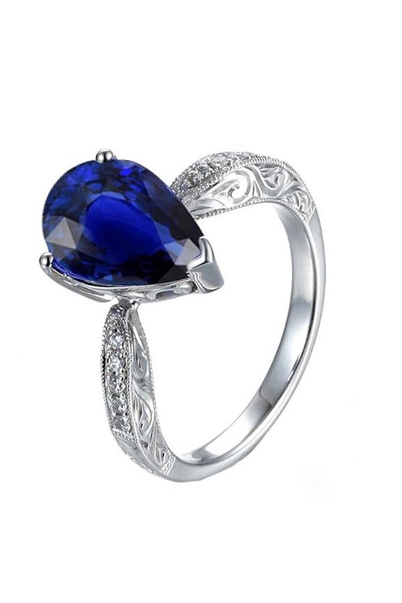 Enterprises 66612 3.50 CT Solitaire with Accents Milgrain Shank Blue Sapphire Ring, Size 6.5