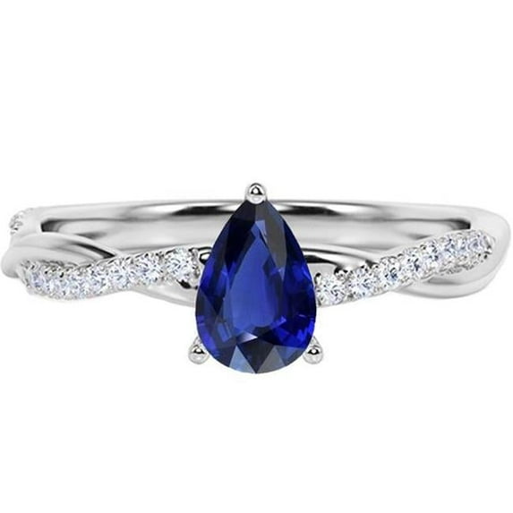Harry Chad Enterprises 66624 Solitaire with Accents Ceylon Sapphire 2.50 CT Twist Style Ring, Size 6.5