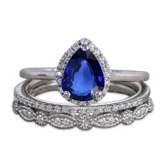 Harry Chad Enterprises 66631 2.50 CT Vintage Style Gemstone Diamond Engagement Ring Set, Gold - Size 6.5