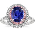 thumbnail image 1 of Harry Chad Enterprises 66776 Diamond Double Halo Oval Blue & Pink Sapphire Ring 5 CT Prong Set, Size 6.5, 1 of 1