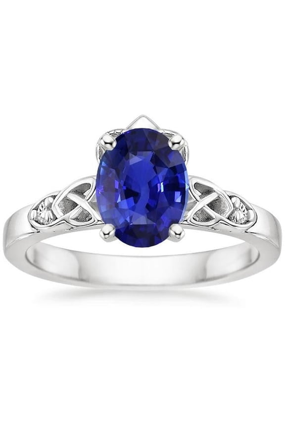 Enterprises 66896 3.25 CT Three Stone Vintage Style Ceylon Sapphire Engagement Ring, Size 6.5