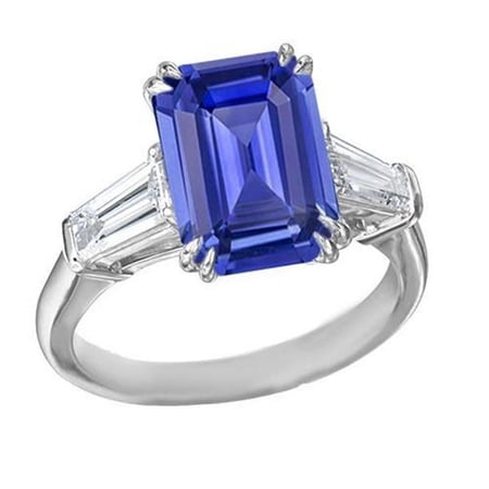 Harry Chad Enterprises 67005 3.50 CT Diamond 3 Stone Emerald Ceylon Sapphire Wedding Ring, Size 6.5
