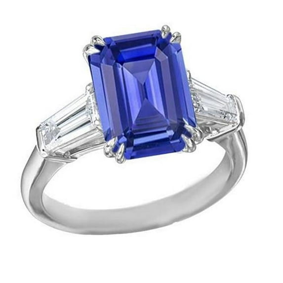 Harry Chad Enterprises 67005 3.50 CT Diamond 3 Stone Emerald Ceylon Sapphire Wedding Ring, Size 6.5