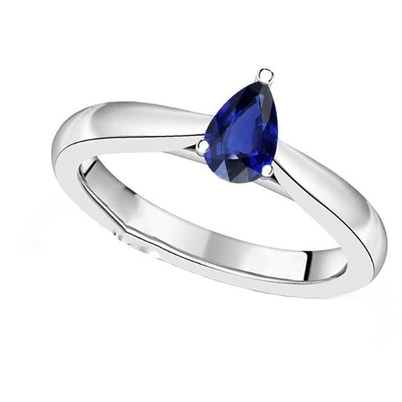 Harry Chad Enterprises 67041 1.50 CT Solitaire Pear Shaped Blue Teardrop Style Sapphire Ring, Size 6.5