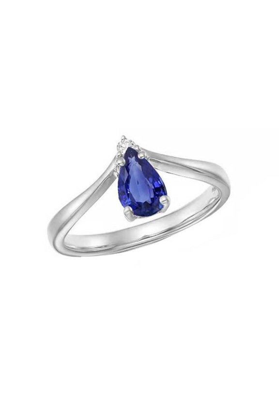 Enterprises 67162 1.25 CT Diamond Jewelry Pear Ceylon Sapphire Anniversary Ring, Size 6.5